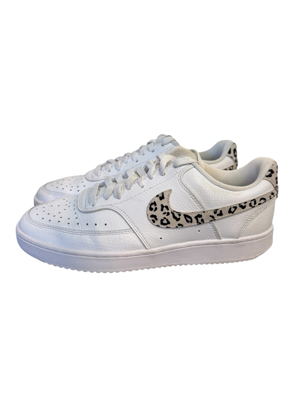 Nike Court Vision Womens Low Shoes Leopard Swoosh Sneakers Size 10 DD9665-100